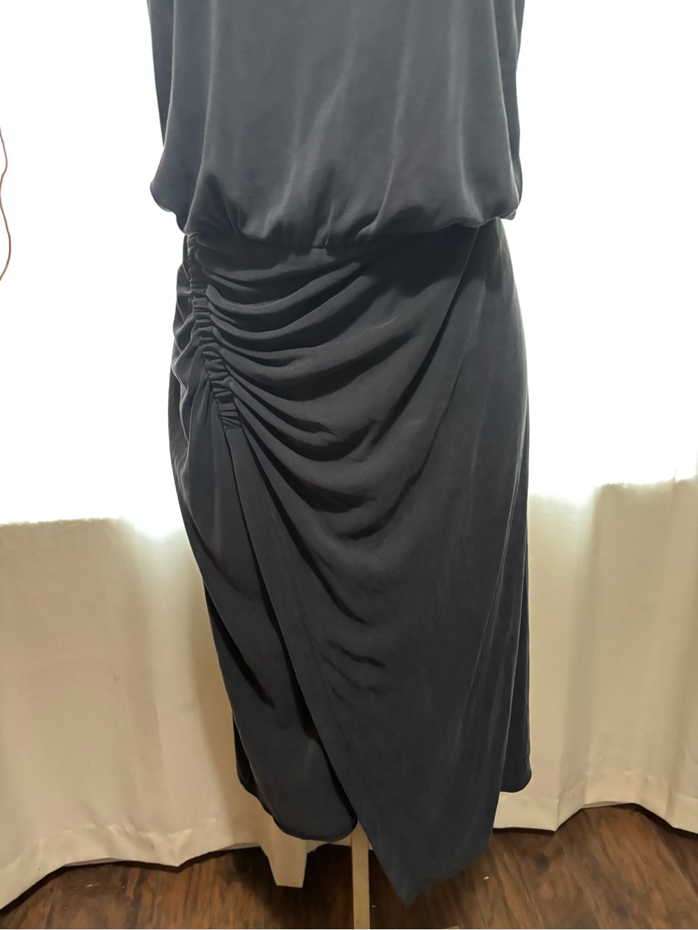 Anthropologie Sleeveless Ruched Tank Dress - Charcoal Gray Modal size S - Picture 2 of 13
